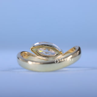 1.50CT Marquise Moissanite Diamond Unique Curved East West Engagement Rings
