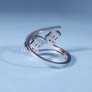 0.70CT Baguette And Round Moissanite Diamond Cluster Engagement Ring