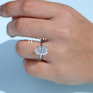5.0CT Oval Cut Moissanite Diamond Hidden Halo Solitaire Engagement Ring