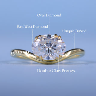 1.0CT Oval Moissanite Diamond Curved East West Unique Engagement Rings