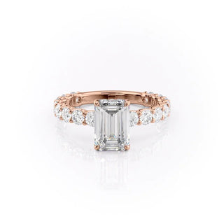 2.30 CT Emerald Cut Pave Setting Moissanite Engagement Ring