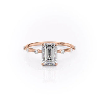 2.10 CT Emerald Cut Solitaire Dainty Style Moissanite Engagement Ring