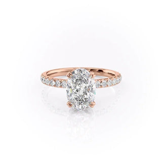 2.10 CT Oval Cut Hidden Halo Pave Setting Moissanite Engagement Ring