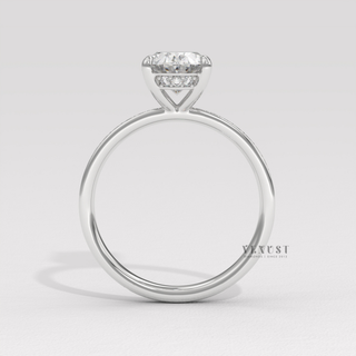 1.0CT Oval Cut Moissanite Diamond Hidden Halo Pave Engagement Ring