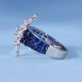 1.50CT Round & Marquise Moissanite Diamond Cluster Engagement Ring