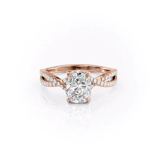 2.0CT Elongated Cushion Cut Solitaire Split Shank Moissanite Engagement Ring