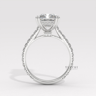 4.0CT Radiant Cut Moissanite Diamond Pavé Engagement Ring