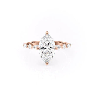 1.58CT Marquise Cut Solitaire Pave Setting Moissanite Engagement Ring
