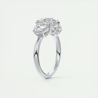 2.0 CT Round Cut Three Stone Moissanite Engagement Ring