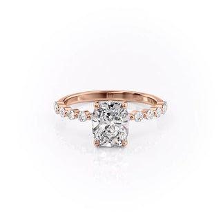 2.0CT Elongated Cushion Cut Hidden Halo Moissanite Engagement Ring