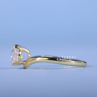 1.0CT Oval Moissanite Diamond Curved East West Unique Engagement Rings