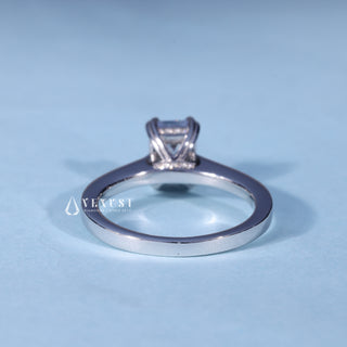 1.0CT Emerald Cut Moissanite Diamond Hidden Halo Pave Engagement Ring