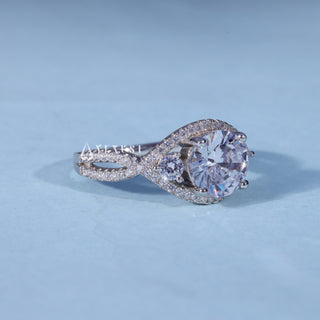 1.50CT Round Cut Moissanite Diamond Halo Split Shank Engagement Ring