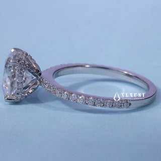1.50CT Round Cut Moissanite Diamond Hidden Halo Pave Engagement Ring