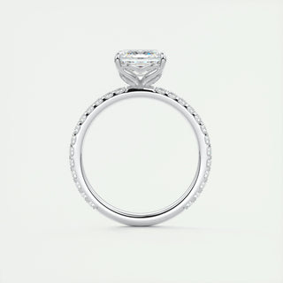 2.03CT Asscher Cut Solitaire Pave Moissanite Engagement Ring