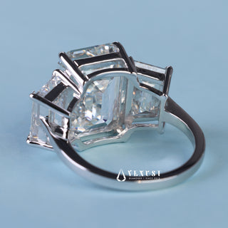 3.0CT Emerald Cut Moissanite Diamond Three Stone Engagement Rings