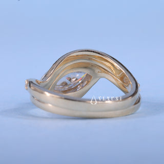 1.0CT-2.0CT Marquise Moissanite Diamond By Pass Engagement Ring With Wedding Band