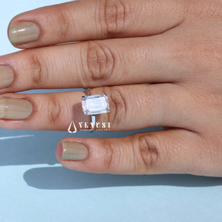 2.0CT Emerald Cut Moissanite Diamond Hidden Halo Solitaire Timeless Engagement Rings