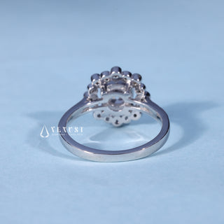 1.0CT Round Moissanite Diamond Halo Channel Pave Engagement Ring