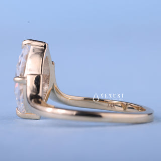 1.50CT Marquise Moissanite Diamond Curved Unique Engagement Rings