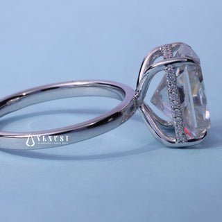 3.0CT Radiant Moissanite Diamond Hidden Halo Cathedral Engagement Ring