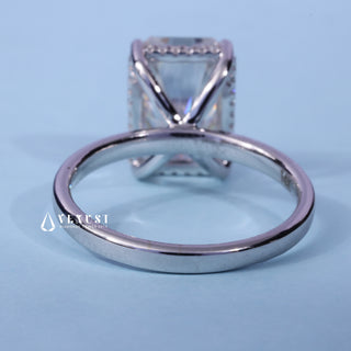 3.0CT Radiant Moissanite Diamond Hidden Halo Cathedral Engagement Ring