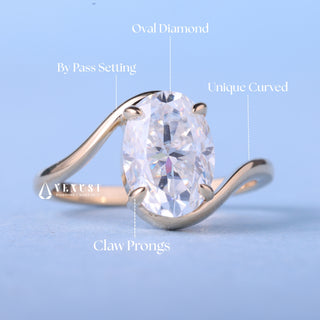 1.50CT Oval Moissanite Diamond Tension Style Timeless Engagement Rings