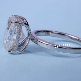 3.0CT Radiant Moissanite Diamond Hidden Halo Cathedral Engagement Ring