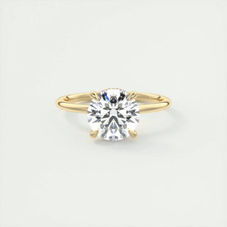 2.0 CT Round Solitaire Hidden Halo Moissanite Engagement Ring