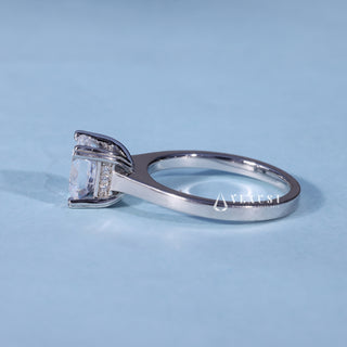 1.0CT Emerald Cut Moissanite Diamond Hidden Halo Cathedral Engagement Ring