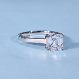 1.0CT Emerald Cut Moissanite Diamond Hidden Halo Cathedral Engagement Ring