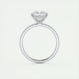2.08 CT Princess Solitaire Pave Moissanite Engagement Ring