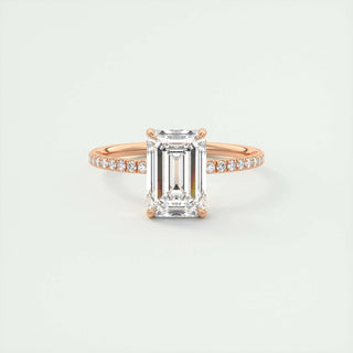 1.91 CT Emerald Cut Solitaire Pave Moissanite Engagement Ring