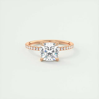 2.15 CT Cushion Cut Solitaire Pave Moissanite Engagement Ring