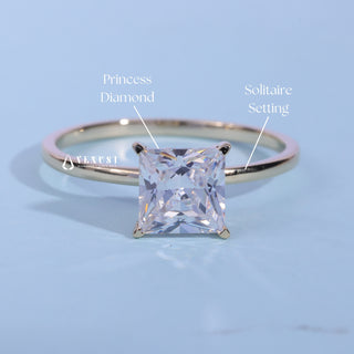 1.0CT Princess Cut Moissanite Diamond Solitaire Engagement Ring