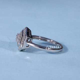 0.70CT Round Moissanite Diamond Bezel Set Cluster Engagement Ring