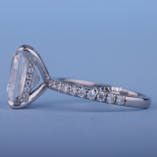 2.0CT Radiant Moissanite Diamond Hidden Halo Pave Engagement Ring