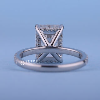 2.0CT Radiant Moissanite Diamond Hidden Halo Pave Engagement Ring