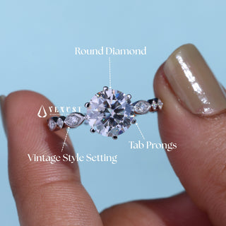 1.0CT Round Cut Moissanite Diamond Cluster Engagement Ring