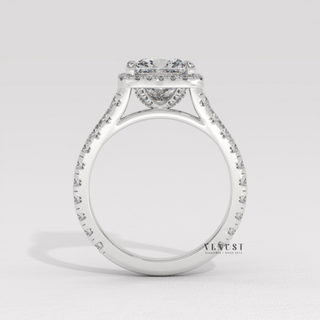 1.0CT Princess Moissanite Diamond Pave Engagement Ring