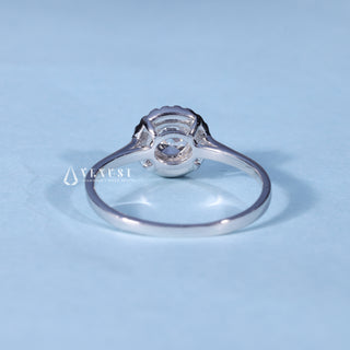 1.0CT Round Cut Moissanite Diamond Halo Solitaire Engagement Ring