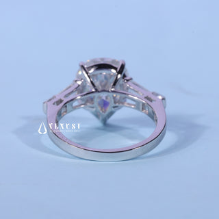 1.50CT Pear Cut Moissanite Diamond Three Stone Engagement Rings