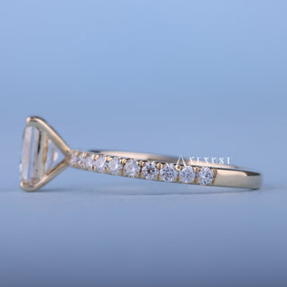 1.0CT Radiant Cut Moissanite Diamond Pave Engagement Ring