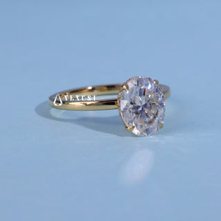 1.0CT Oval Cut Moissanite Diamond Hidden Halo Solitaire Engagement Ring