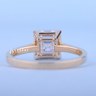 2.0CT Asscher Moissanite Diamond Cathedral Engagement Ring