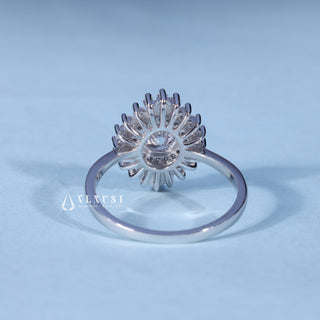 1.0CT Round Moissanite Diamond Halo Cluster Engagement Ring