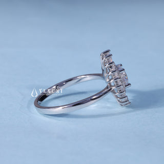 1.0CT Round Moissanite Diamond Halo Cluster Engagement Ring