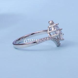 1.0CT Round Cut Moissanite Diamond Two Stone Tension Style Engagement Ring