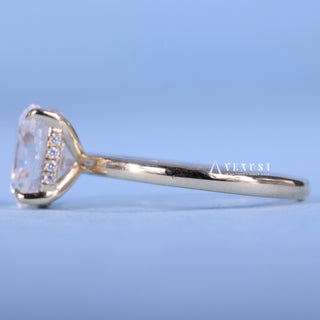 1.50CT Elongated Cushion Cut Moissanite Diamond Hidden Halo Solitaire Engagement Ring