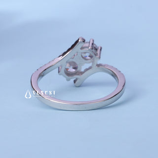 1.0CT Round Cut Moissanite Diamond Two Stone Tension Style Engagement Ring